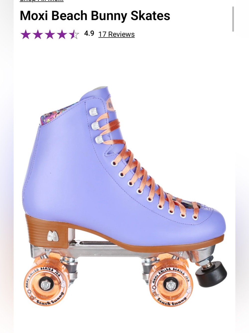 MOXI BEACH BUNNG Purple Roller Skates with Pink Laces